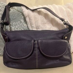 Maxx New York Pebbled Leather Eggplant Shoulder Bag